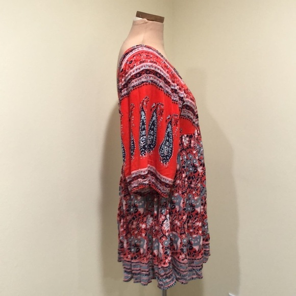 Free People Midsummers Dream Dress Size Small Red Floral Cutout Mini - Picture 6 of 13